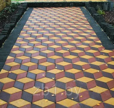Плитка тротуарная Ромб (296*171 толщина 45) Серая, Цветная